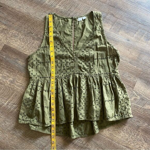 Melrose And Market Top Embroidered Olive XS Oversized Cotton Boho - Picture 6 of 9
